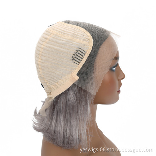 1b/Gray HD Lace Bob Wig Cuticle Aligned Unprocessed Peruvian Virgin Hair Short 8 Inch Bob Transparent Swiss Lace Frontal Wig